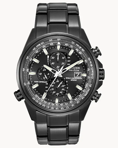 World Chronograph A-T Black Dial Stainless Steel Bracelet AT8025 World Chronograph A-T Black Dial Stainless Steel Bracelet AT8025